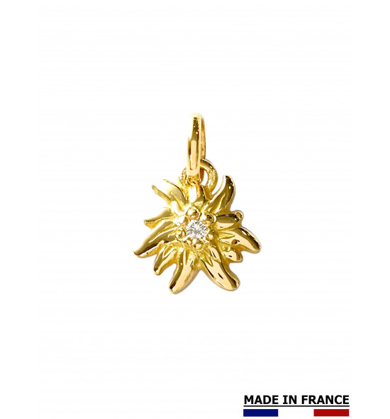 PENDENTIF EDELWEISS MINI OR JAUNE