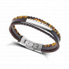 Bracelet 3 rangs acier perles oeil de tigre