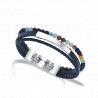 Bracelet 3 rangs acier perles bleu-orangé