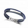 Bracelet bleu 3 rangs acier Lapis-Lazuli